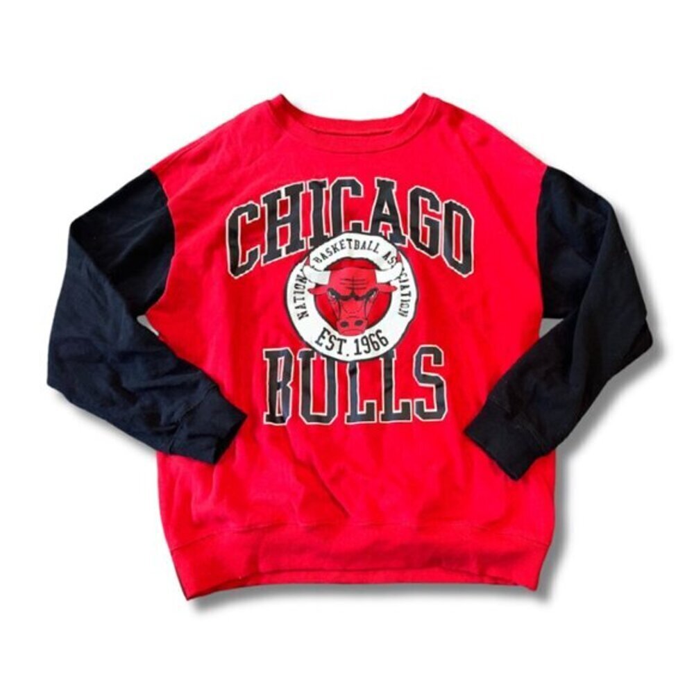 Chicago Bulls Red Black Pullover Sweatshirt Men's NBA XL Basketball American
